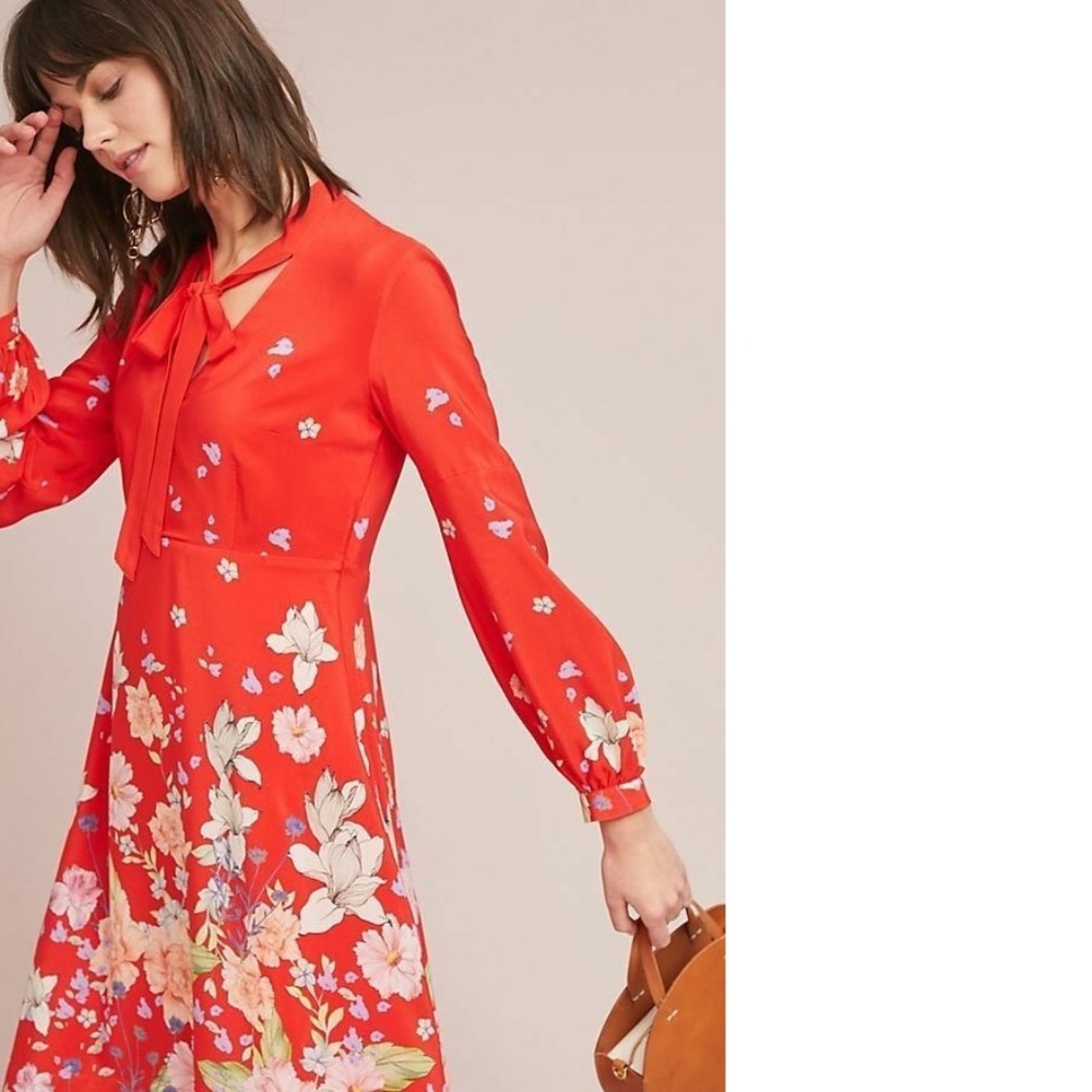 Anthropologie Moulinette Soeurs Lily Print Dress silk size 2 new - Picture 3 of 9